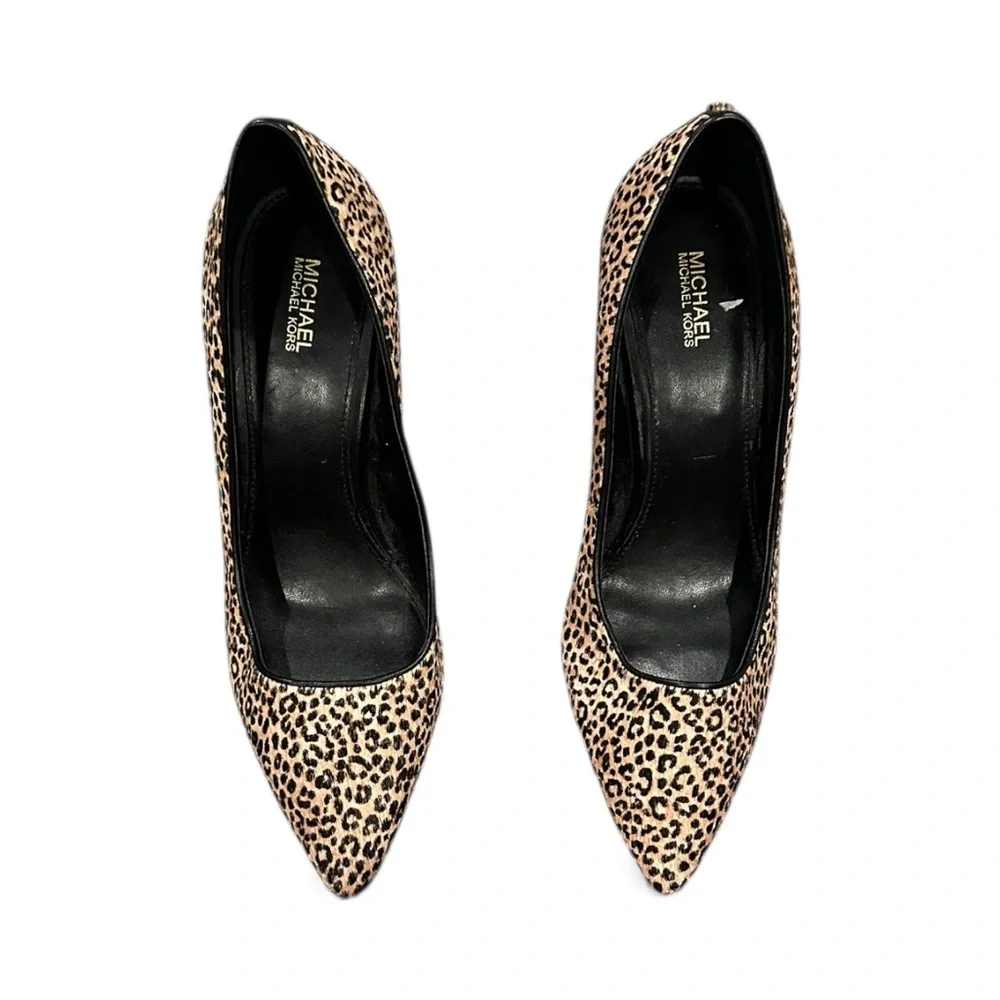 Michael Kors Dorothy Flex Pointed Toe Leopard Print Calf Hair Heels Size 9 - Picture 2 of 10